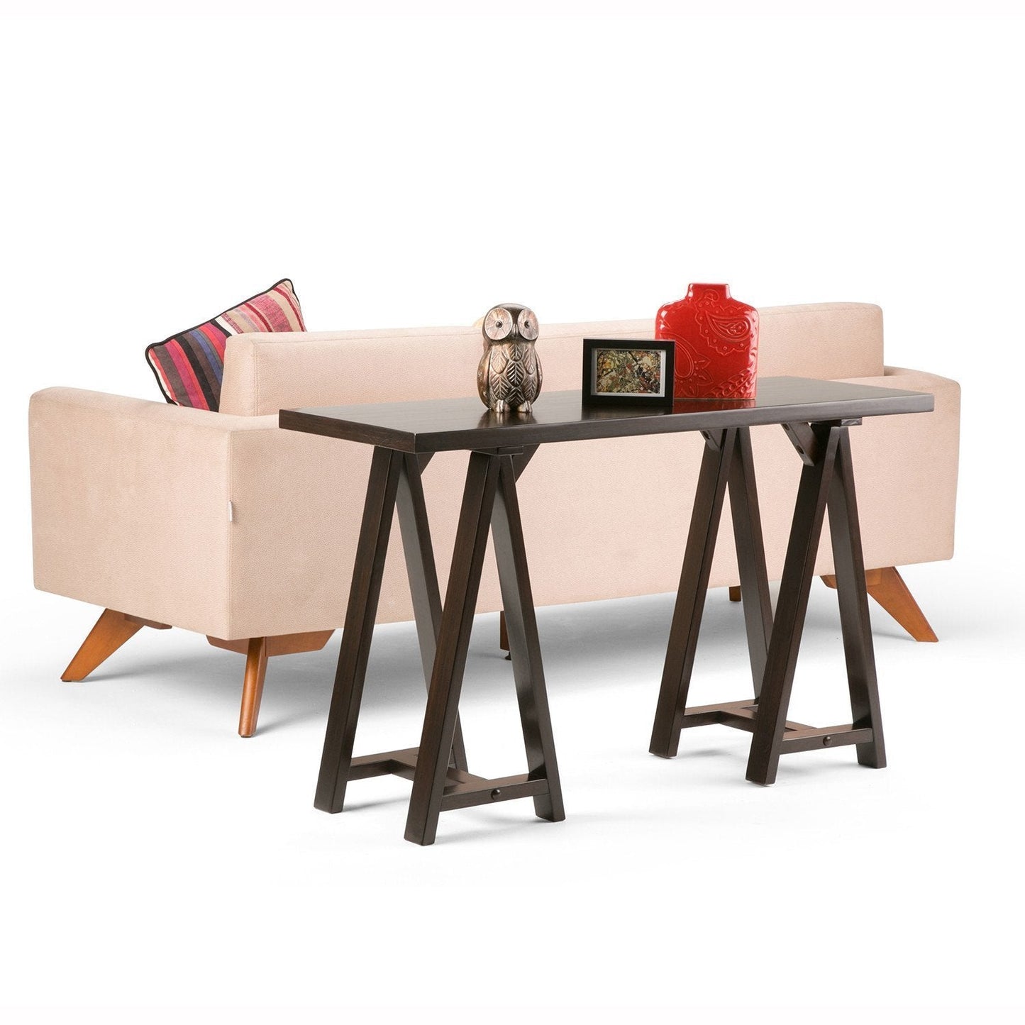 Dark Chestnut Brown | Sawhorse 50 inch Console Sofa Table