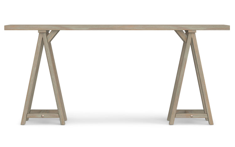 Distressed Grey | Sawhorse 66 inch Wide Console Sofa Table