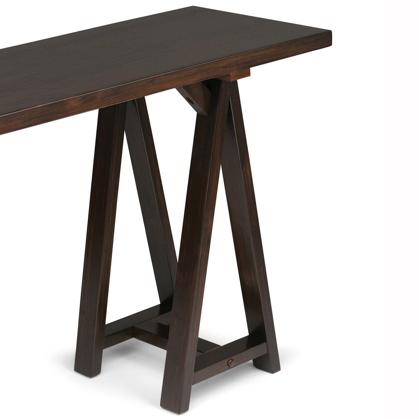 Dark Chestnut Brown | Sawhorse 66 inch Wide Console Sofa Table