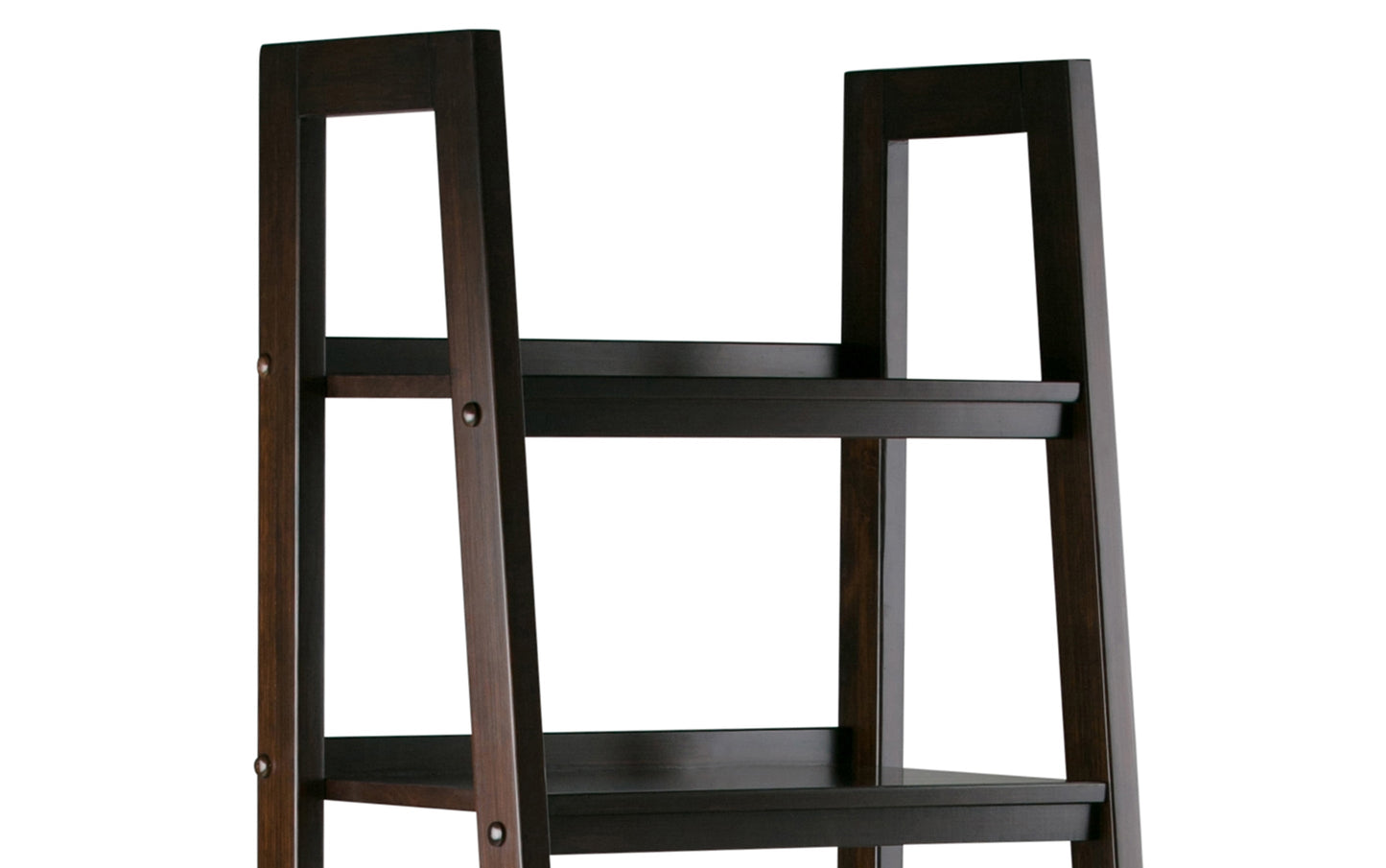 Dark Chestnut Brown | Sawhorse 24 inch Ladder Shelf with Storage