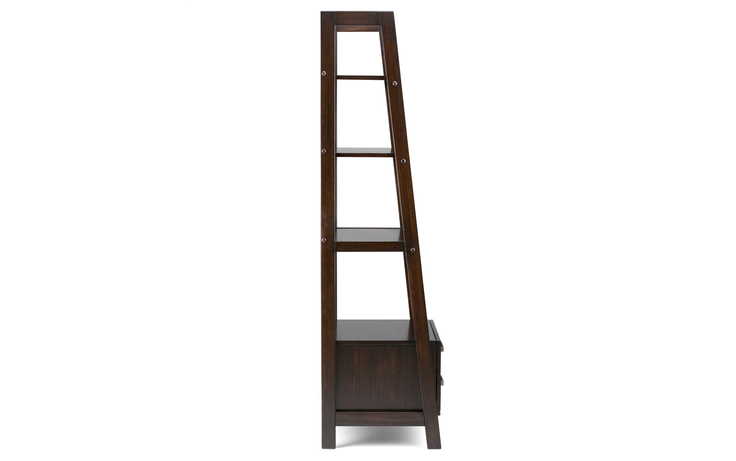 Dark Chestnut Brown | Sawhorse 24 inch Ladder Shelf with Storage