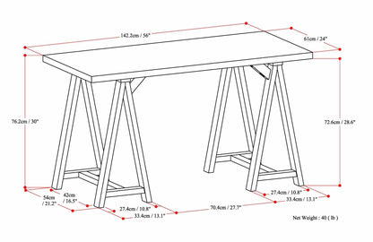 Dark Chestnut Brown | Sawhorse Writing Desk