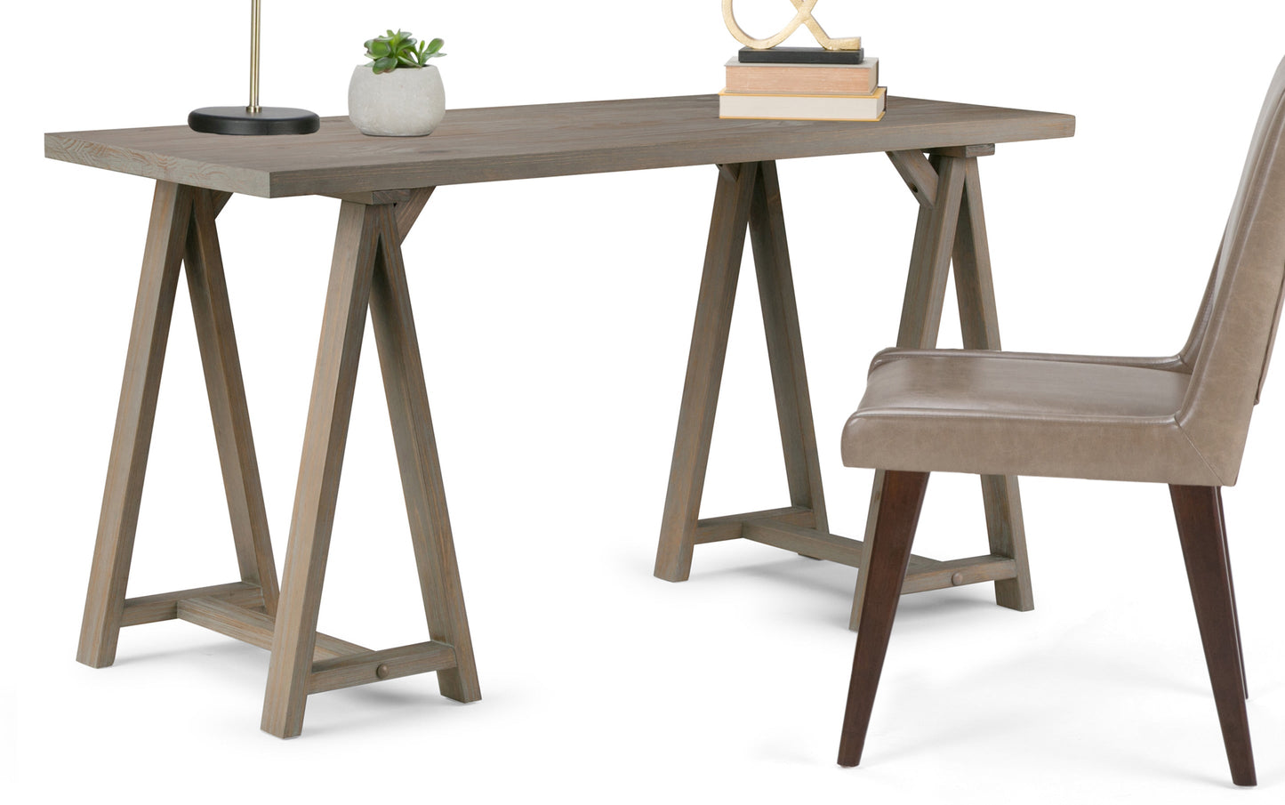 Distressed Grey | Sawhorse Writing Desk