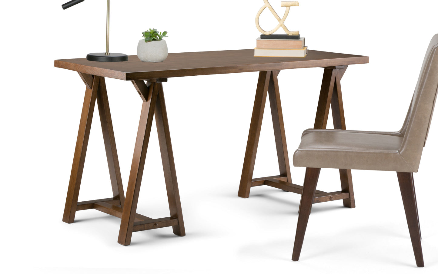 Medium Saddle Brown | Sawhorse Writing Desk