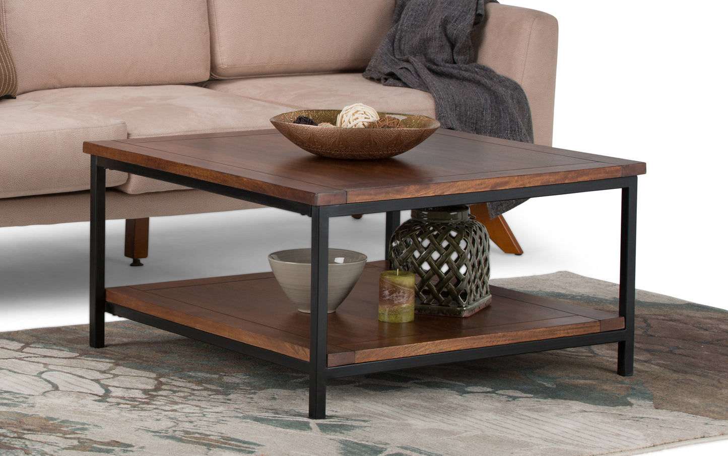 Dark Cognac Brown | Skyler 34 inch Square Coffee Table