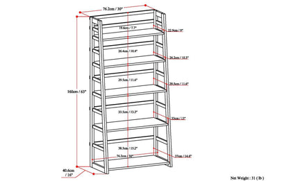 Black | Acadian 30W 5 Shelf Ladder Bookcase (Set of 2)