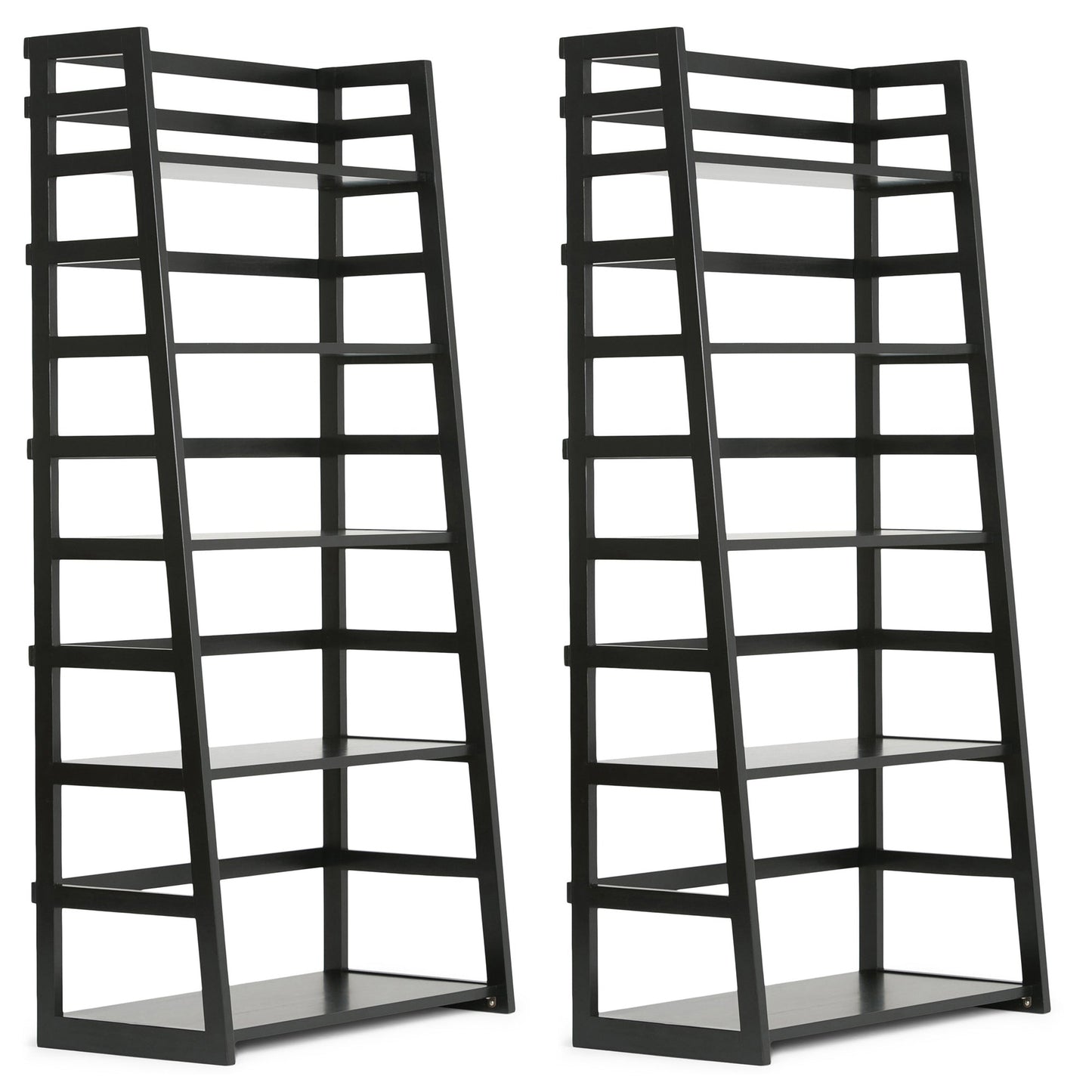 Black | Acadian 30W 5 Shelf Ladder Bookcase (Set of 2)