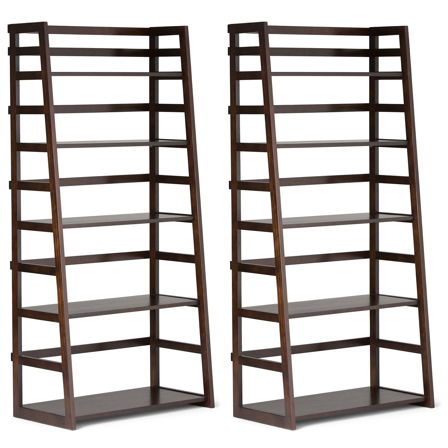 Brunette Brown | Acadian 30W 5 Shelf Ladder Bookcase (Set of 2)