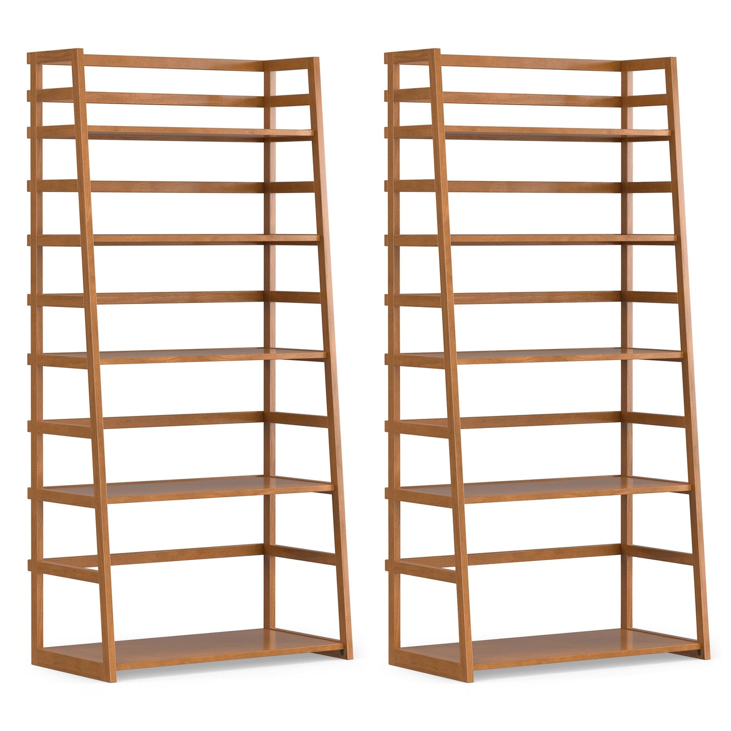 Light Golden Brown | Acadian 30W 5 Shelf Ladder Bookcase (Set of 2)