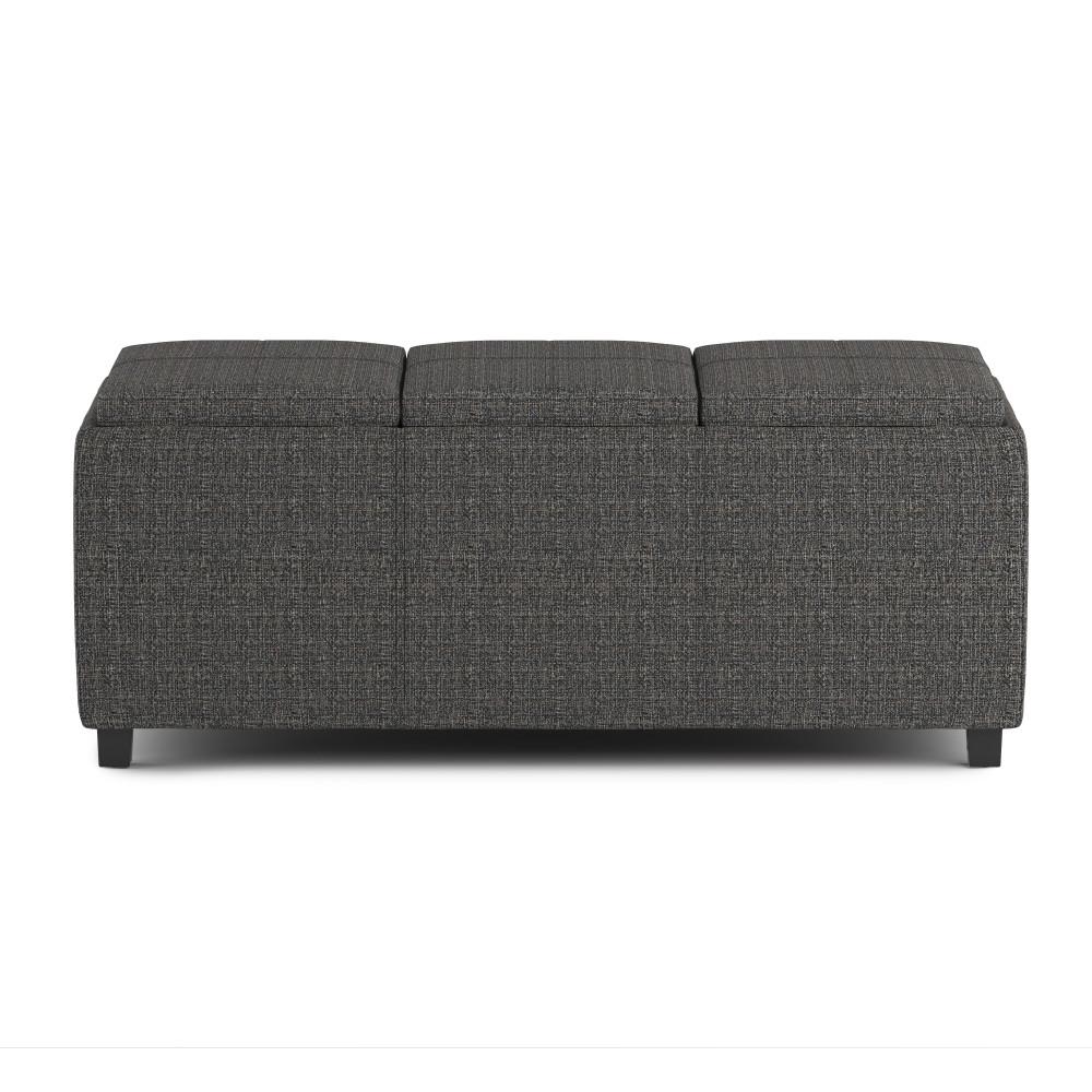 Ebony Tweed Style Fabric | Avalon Linen Look Storage Ottoman with Three Trays