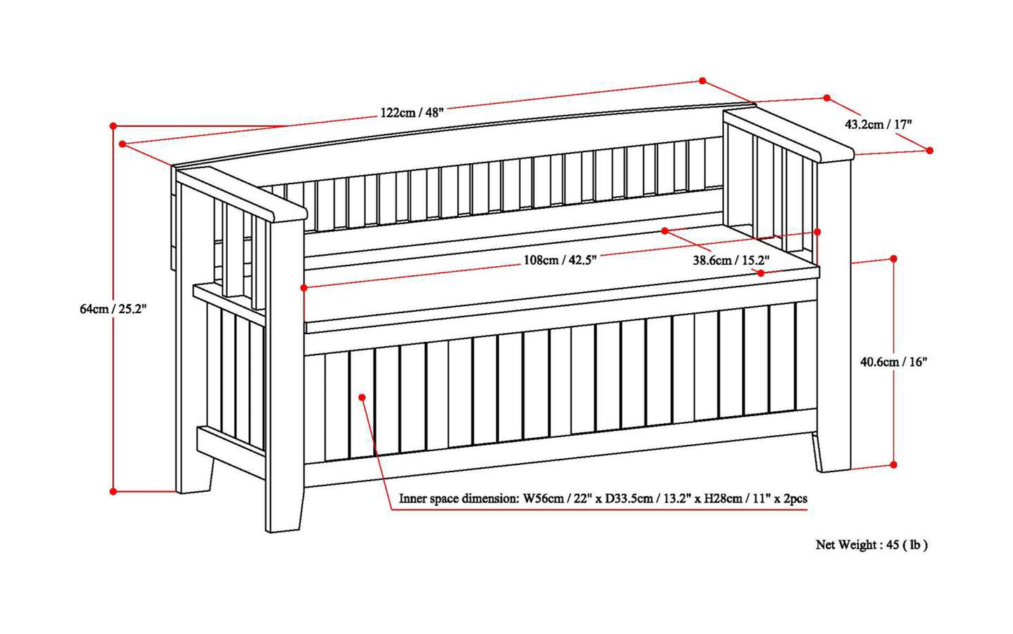 Distressed Grey | Acadian Entryway Bench