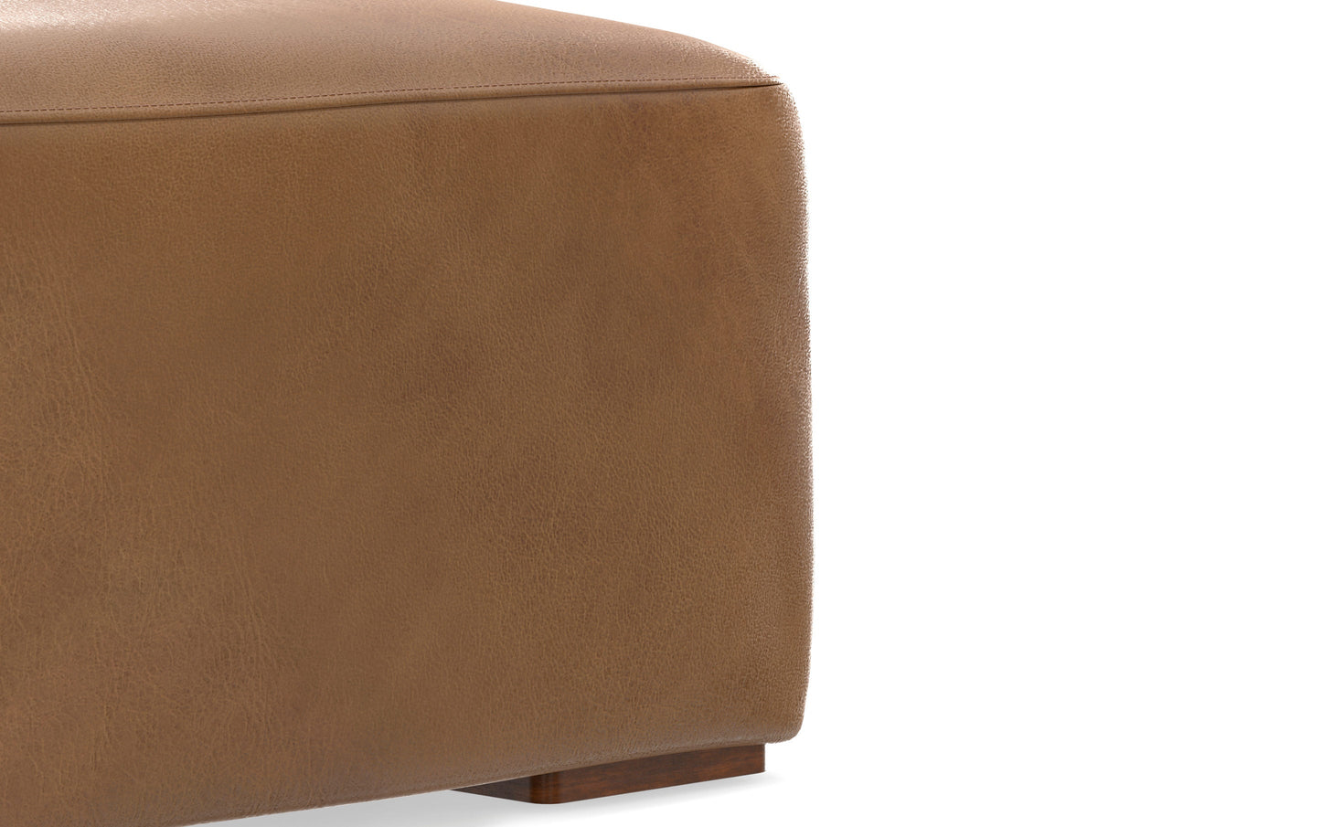 Caramel Brown Genuine Leather | Rex 2 Seater Sofa and Ottoman in Genuine Leather