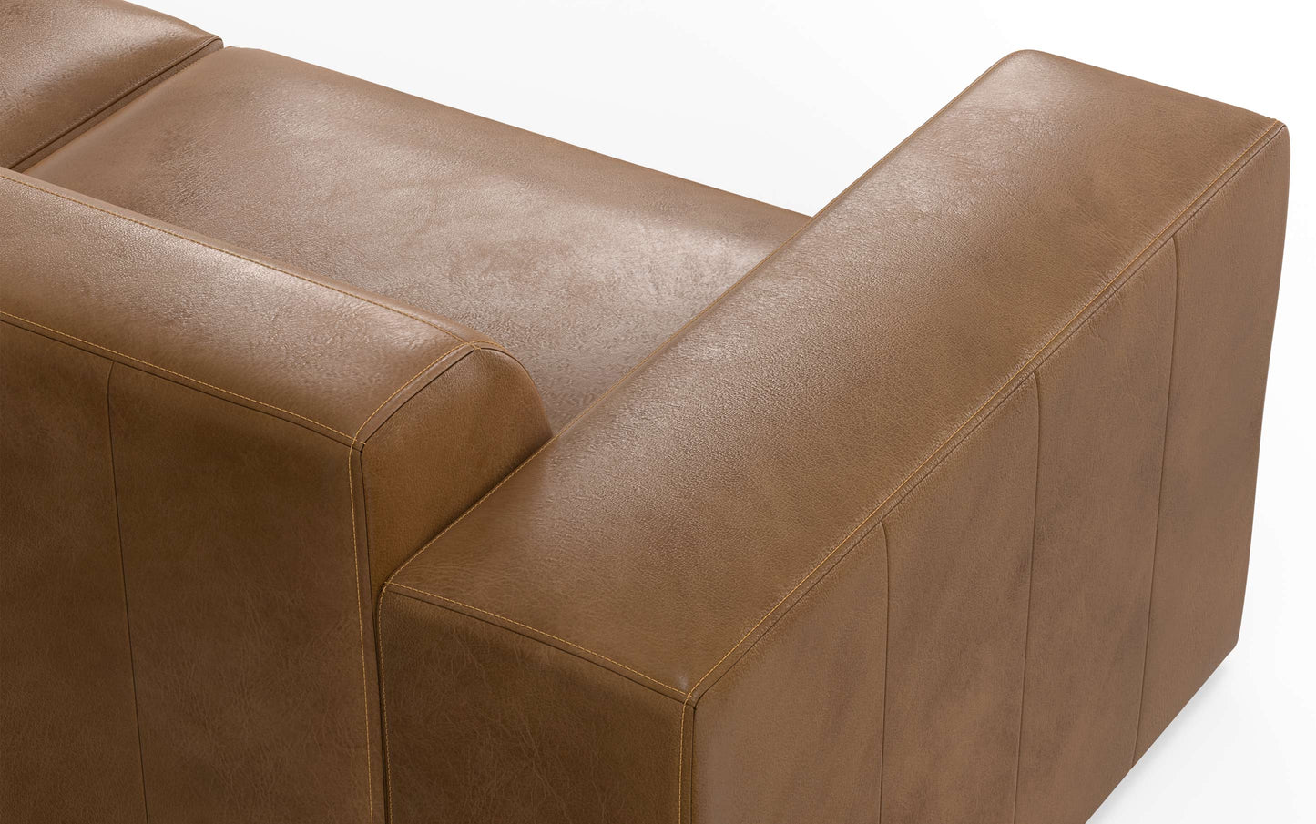 Caramel Brown Genuine Leather | Rex 2 Seater Sofa and Ottoman in Genuine Leather