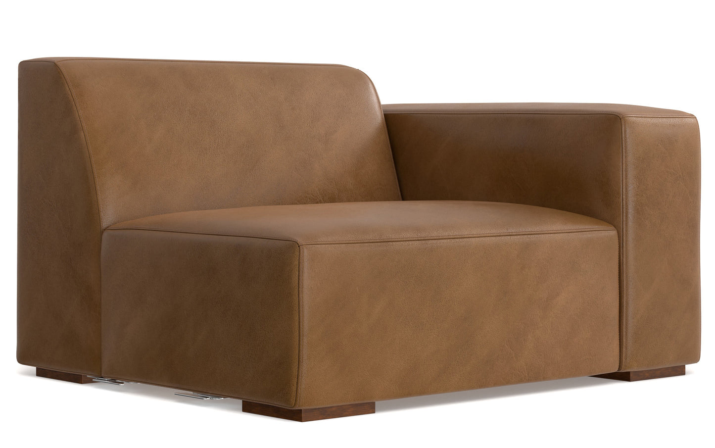 Caramel Brown Genuine Leather | Rex 2 Seater Sofa and Ottoman in Genuine Leather