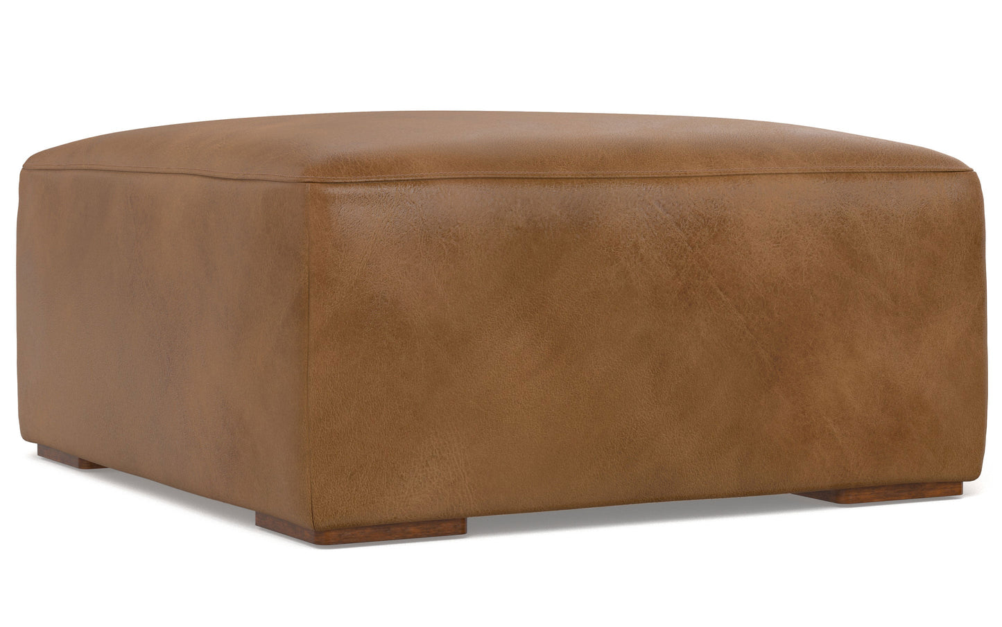 Caramel Brown Genuine Leather | Rex 2 Seater Sofa and Ottoman in Genuine Leather