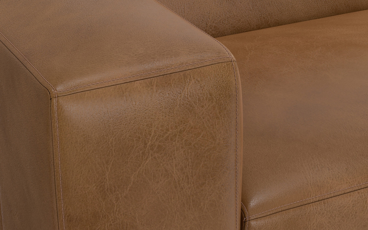 Caramel Brown Genuine Leather | Rex 2 Seater Sofa and Ottoman in Genuine Leather