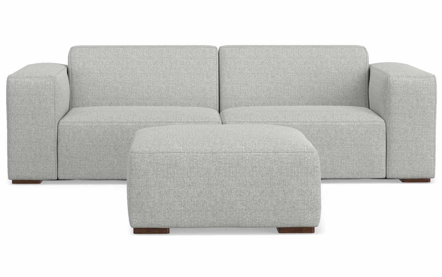 Pale Grey Performance Fabric | Rex 2 Seater Sofa and Ottoman in Performance Fabric