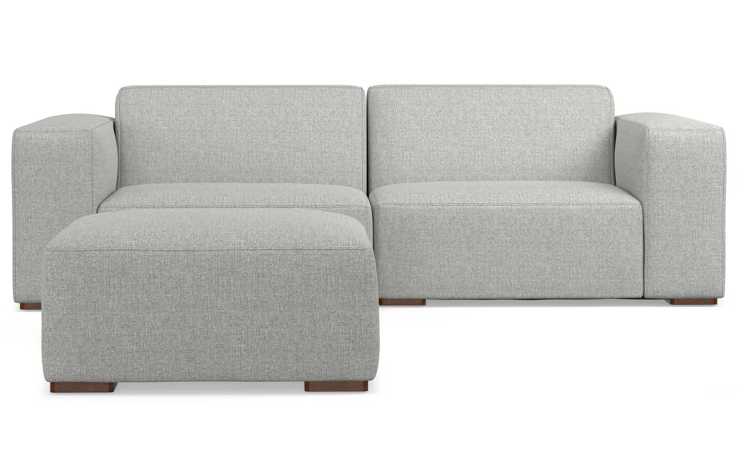 Pale Grey Performance Fabric | Rex 2 Seater Sofa and Ottoman in Performance Fabric