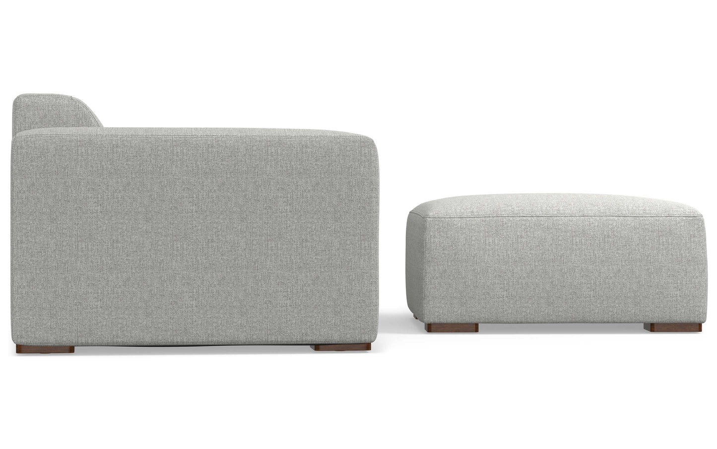 Pale Grey Performance Fabric | Rex 2 Seater Sofa and Ottoman in Performance Fabric