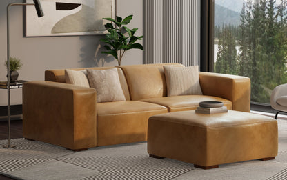 Sienna Genuine Leather | Rex 2 Seater Sofa and Ottoman in Genuine Leather