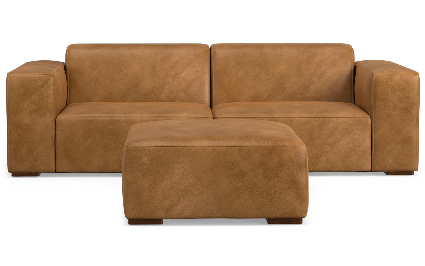 Sienna Genuine Leather | Rex 2 Seater Sofa and Ottoman in Genuine Leather