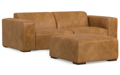 Sienna Genuine Leather | Rex 2 Seater Sofa and Ottoman in Genuine Leather