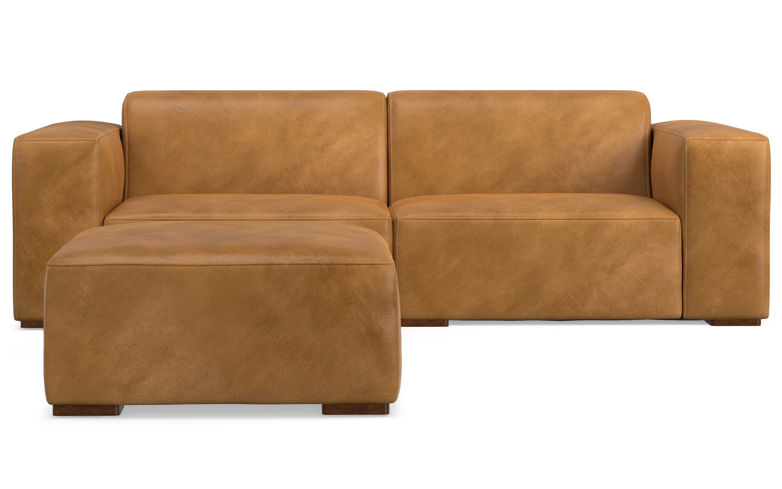 Sienna Genuine Leather | Rex 2 Seater Sofa and Ottoman in Genuine Leather