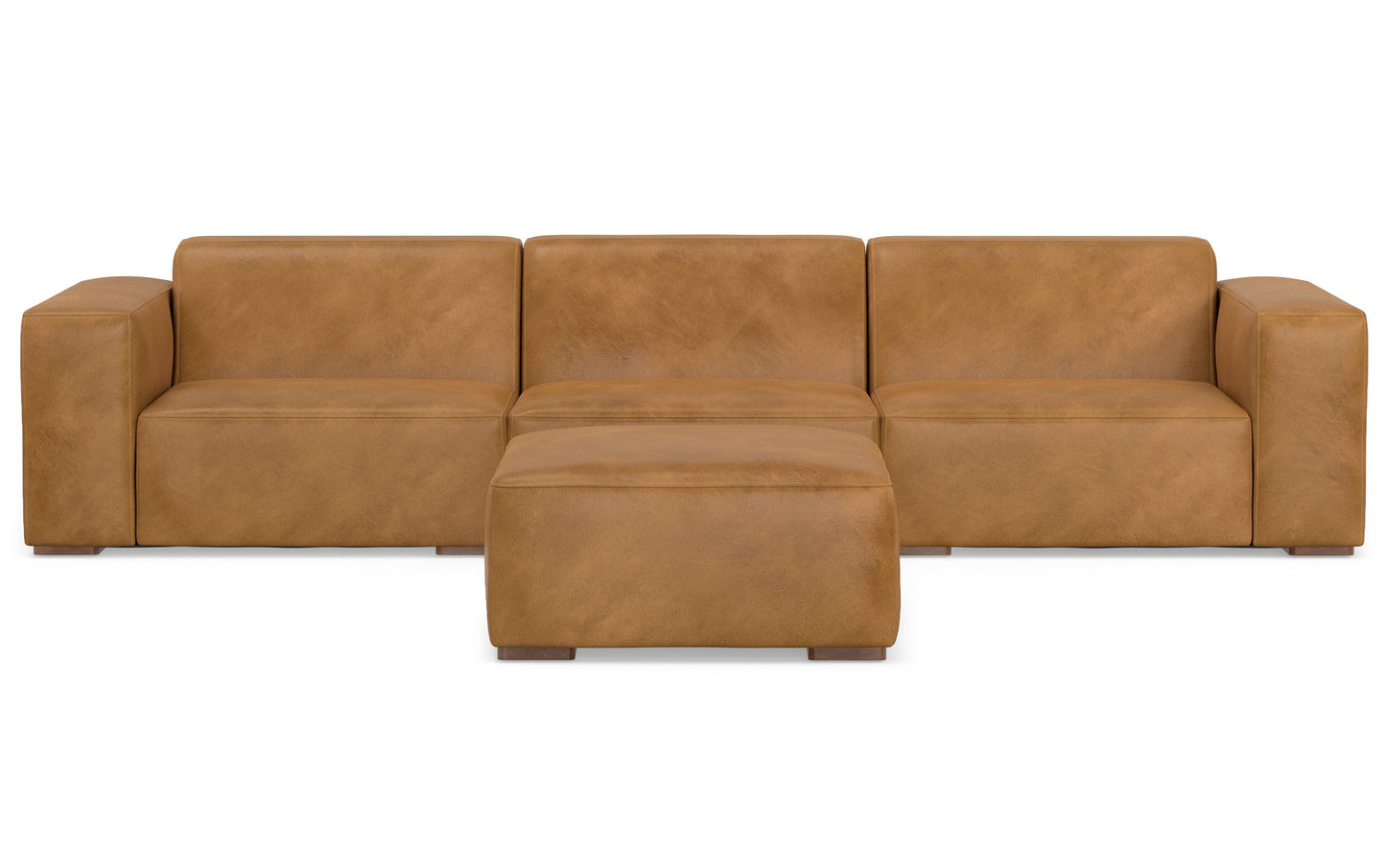 Sienna Genuine Leather | Rex 3 Seater Sofa and Ottoman in Genuine Leather