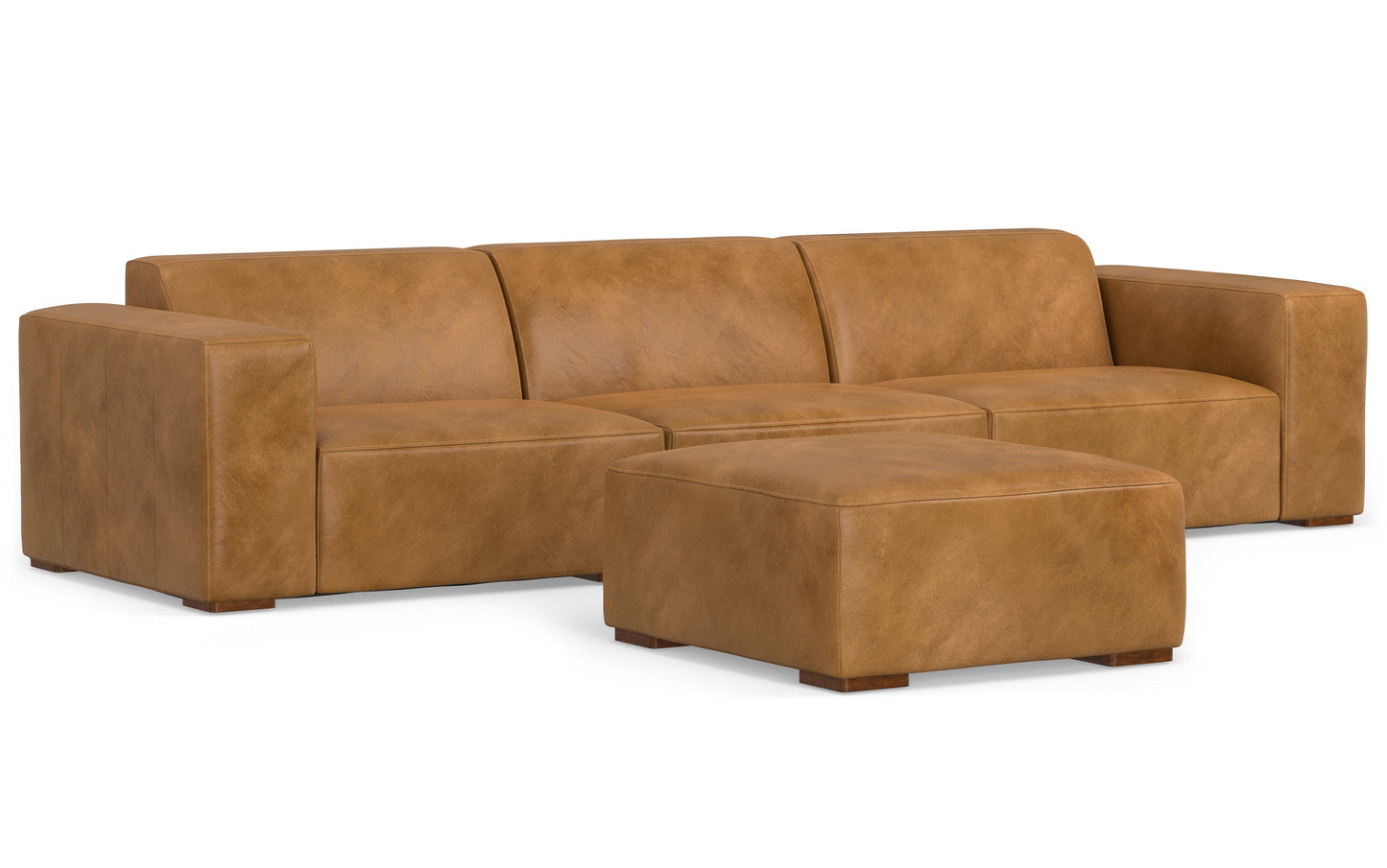 Sienna Genuine Leather | Rex 3 Seater Sofa and Ottoman in Genuine Leather