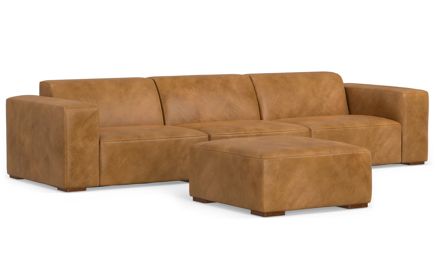 Sienna Genuine Leather | Rex 3 Seater Sofa and Ottoman in Genuine Leather