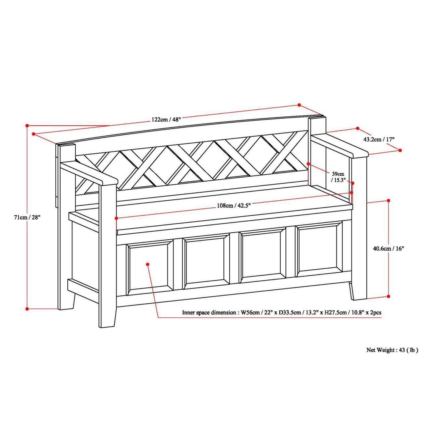 Black | Amherst Entryway Bench