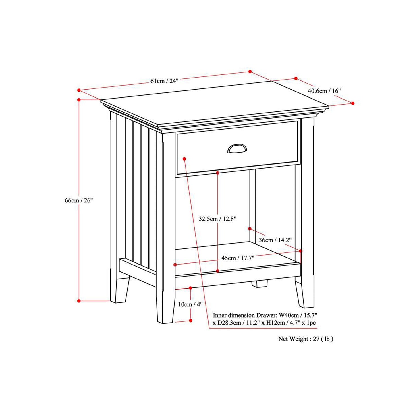 Black | Acadian Bedside Table