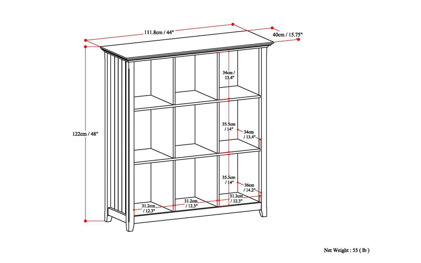 Light Golden Brown | Acadian Nine Cube Bookcase & Storage Unit