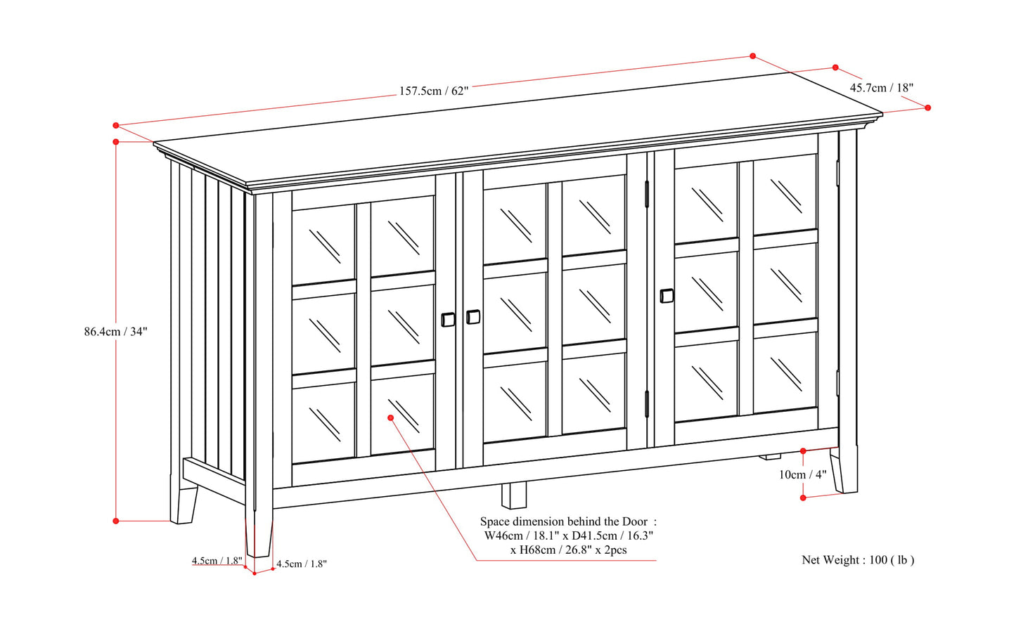 Distressed Grey | Acadian Wide Storage Cabinet