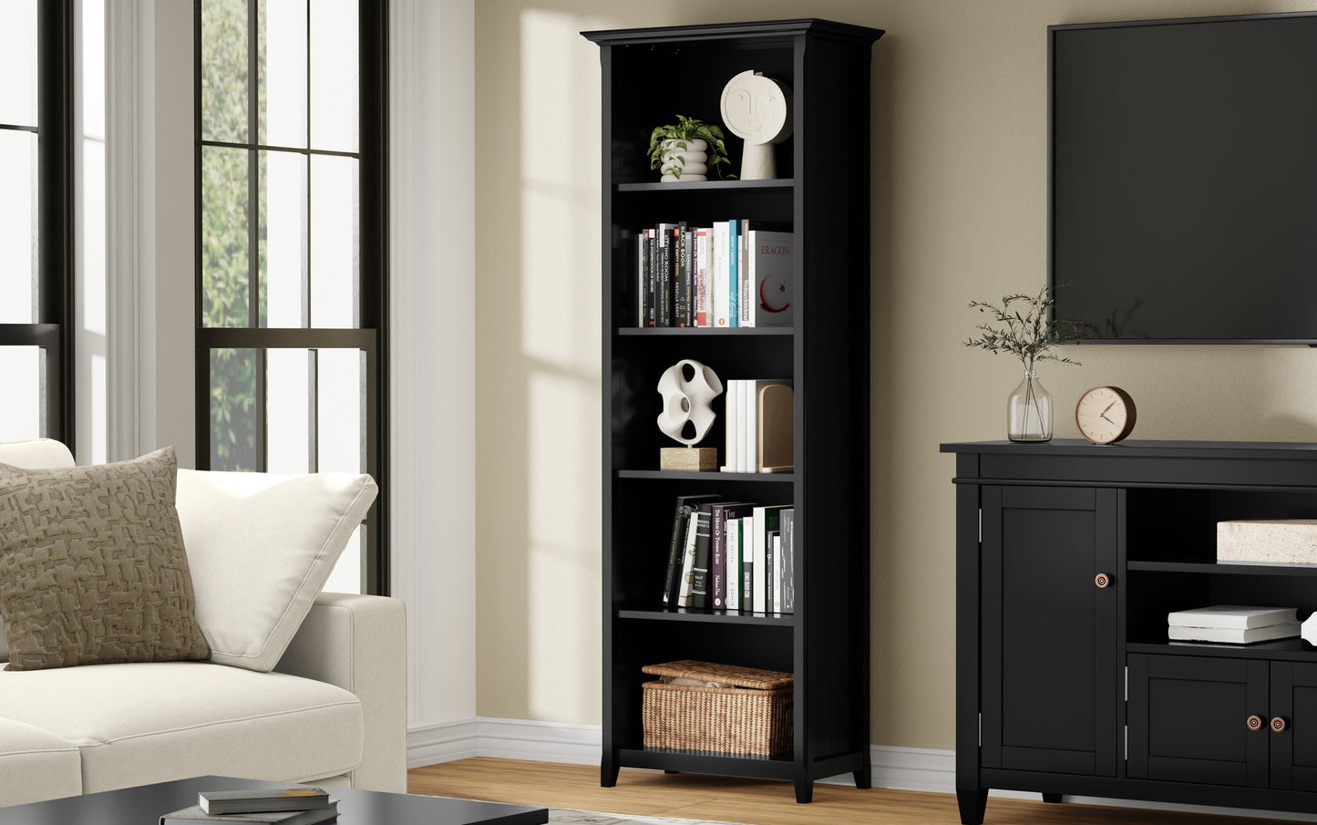 Black | Acadian 5 Shelf Bookcase