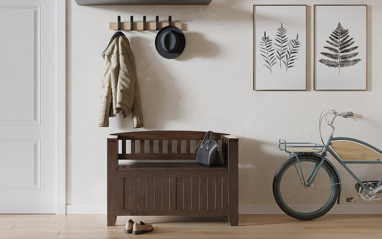 Brunette Brown | Acadian Small Entryway Storage Bench