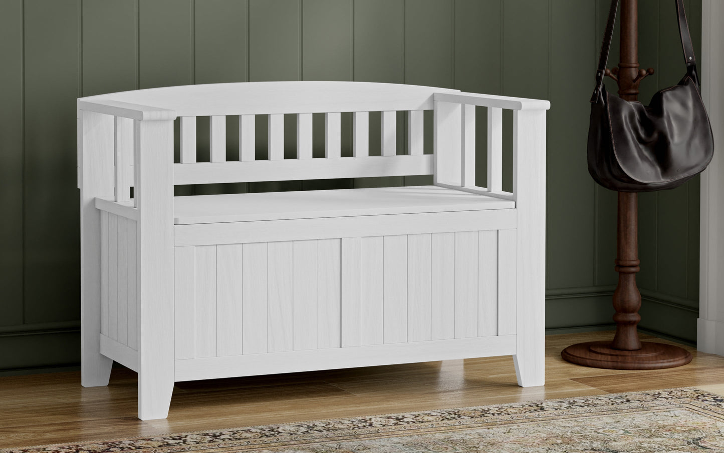 White | Acadian Small Entryway Storage Bench