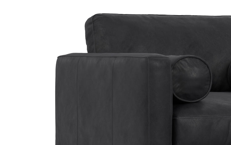 Lead Black Genuine Leather | Morrison Arm Chair