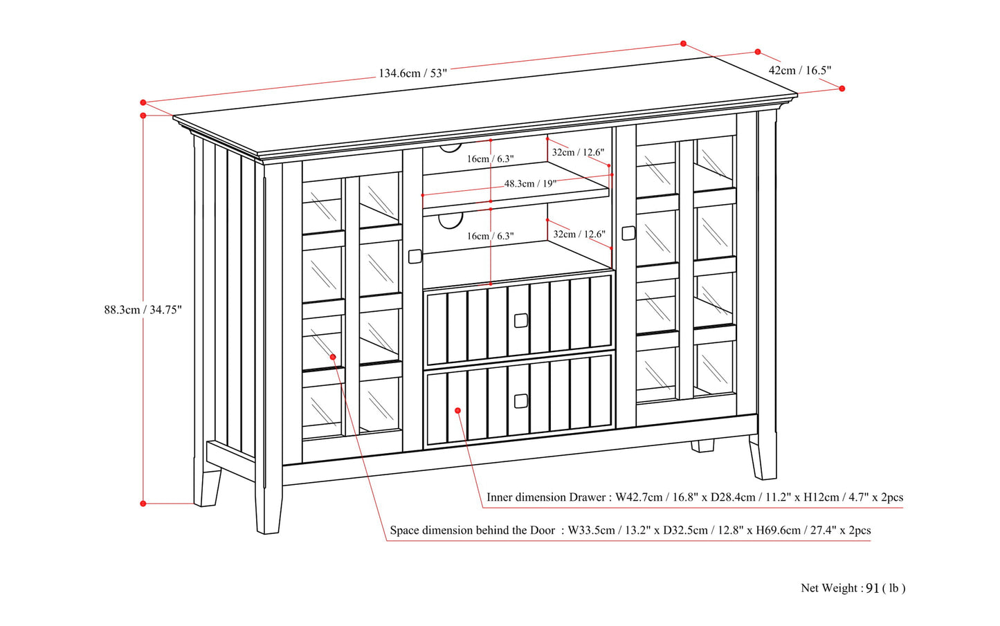 Black | Acadian Tall TV Stand