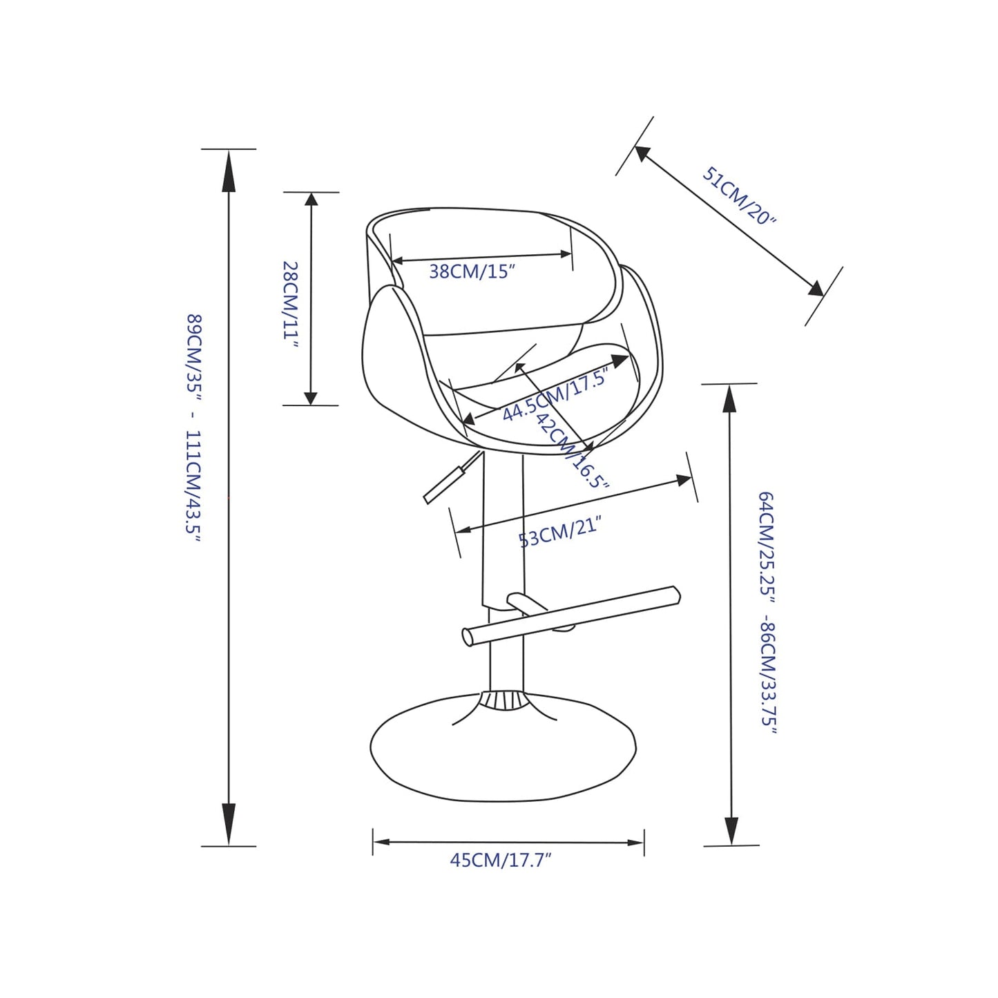 Denim Blue | Amery Adjustable Swivel Bar Stool