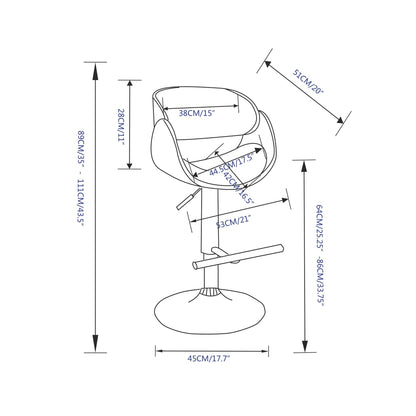 Denim Blue | Amery Adjustable Swivel Bar Stool