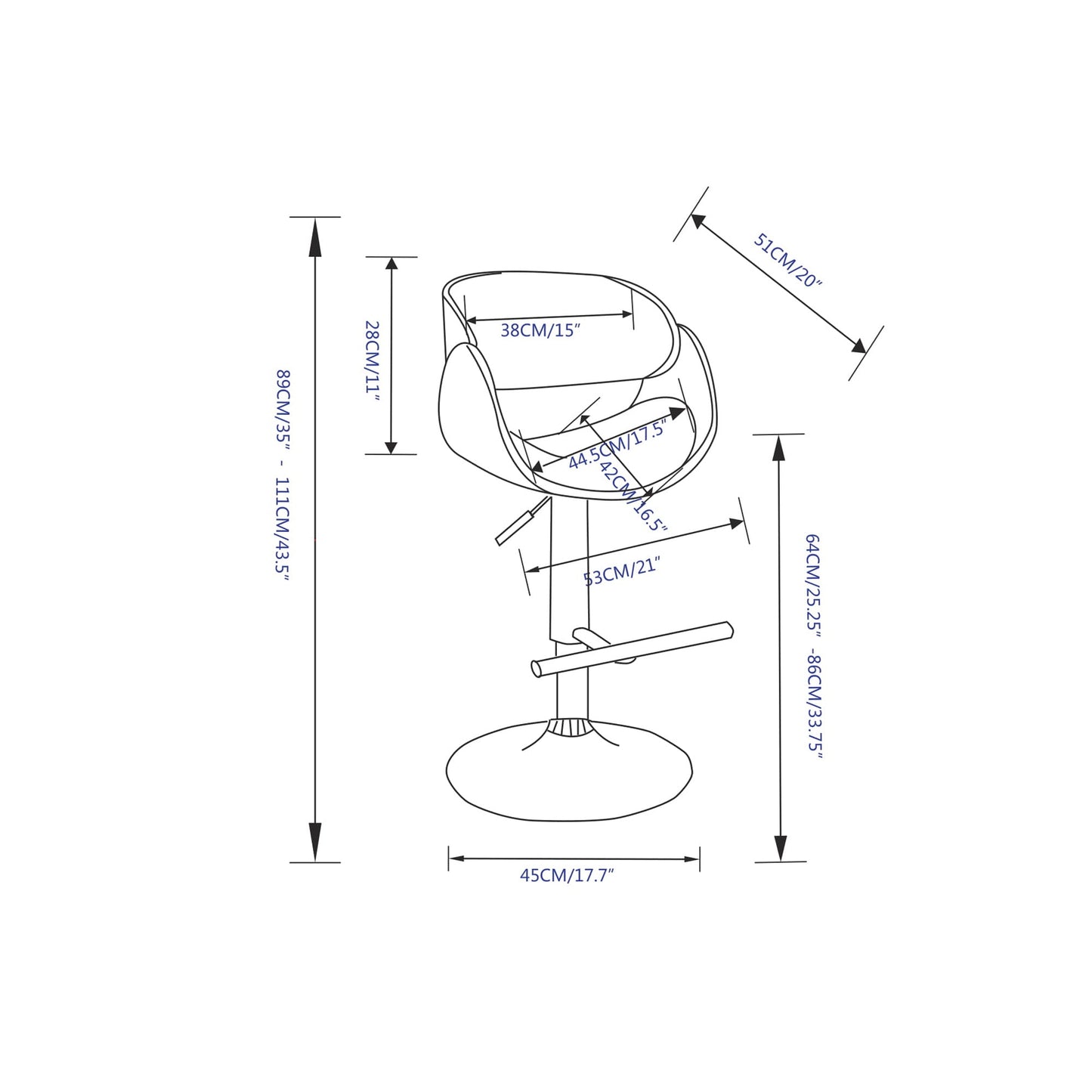 White | Amery Adjustable Swivel Bar Stool