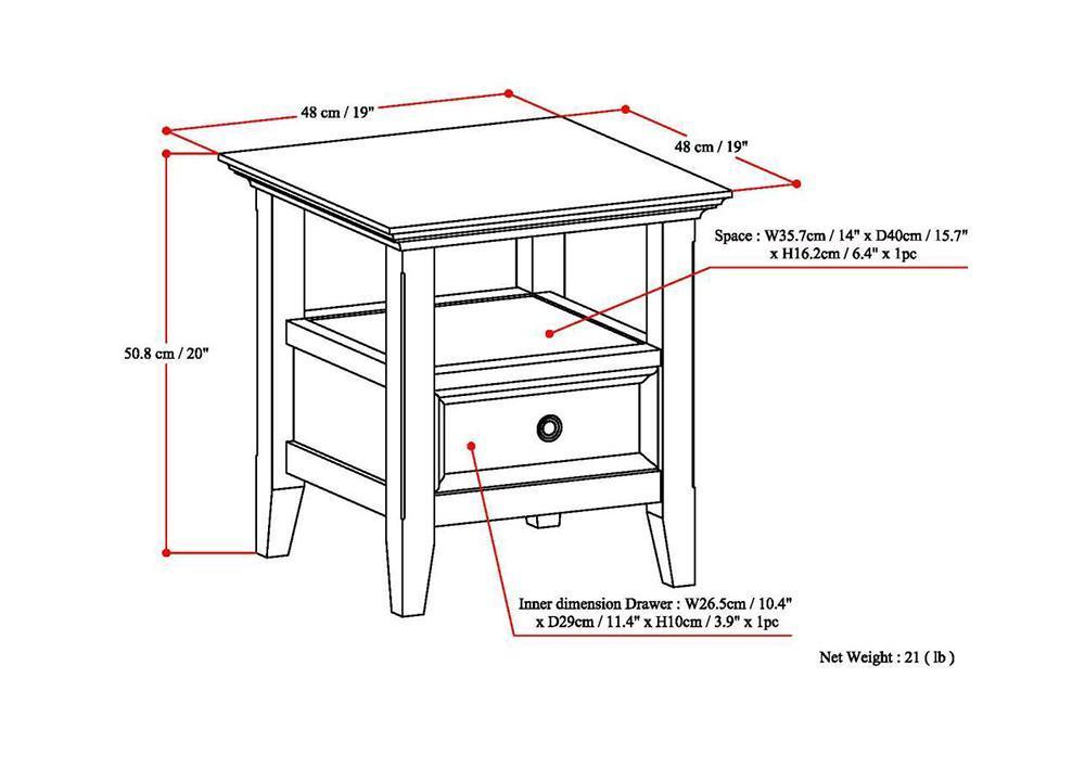 Natural Aged Brown | Amherst End Side Table