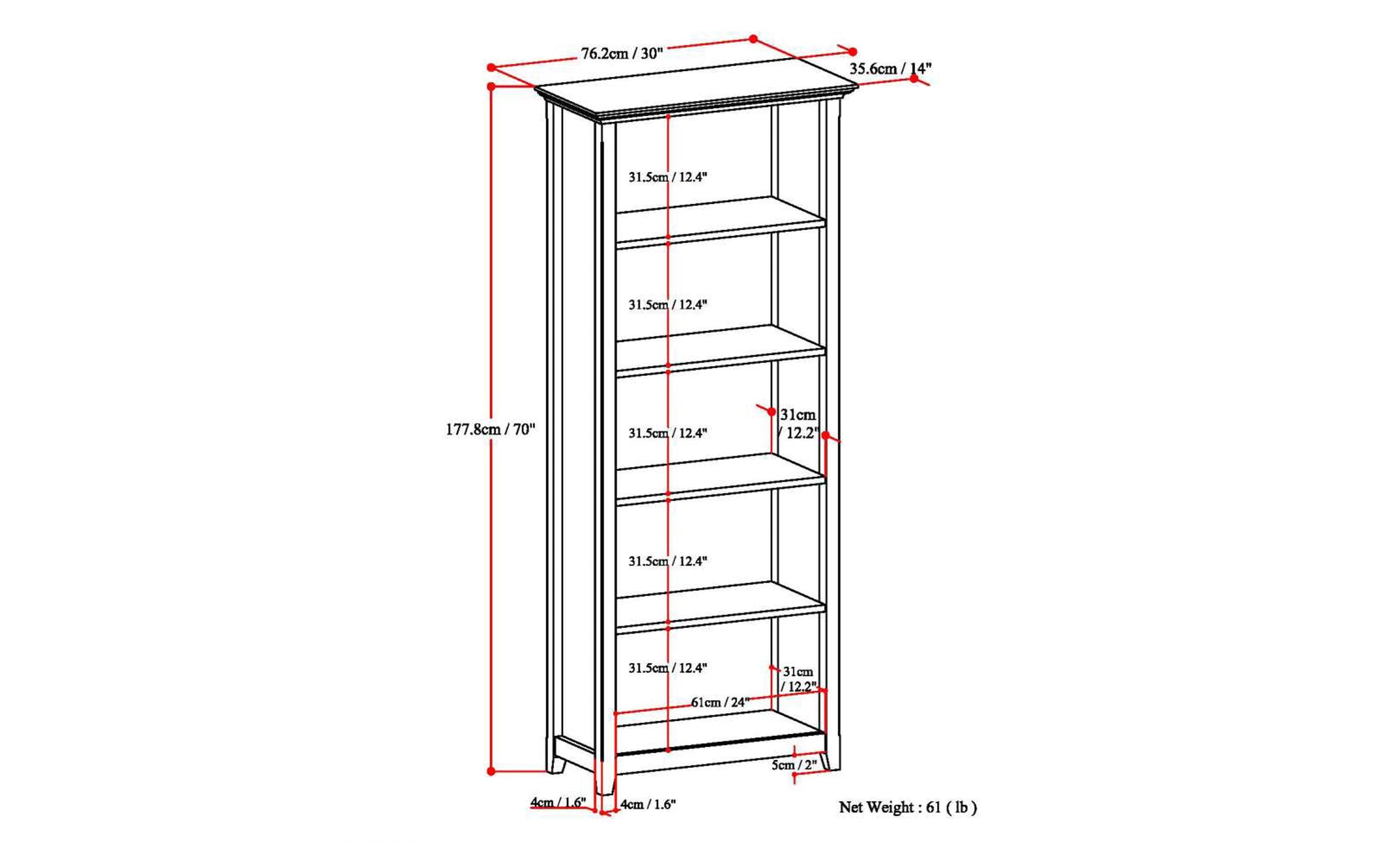 Distressed Grey | Amherst 5 Shelf Bookcase