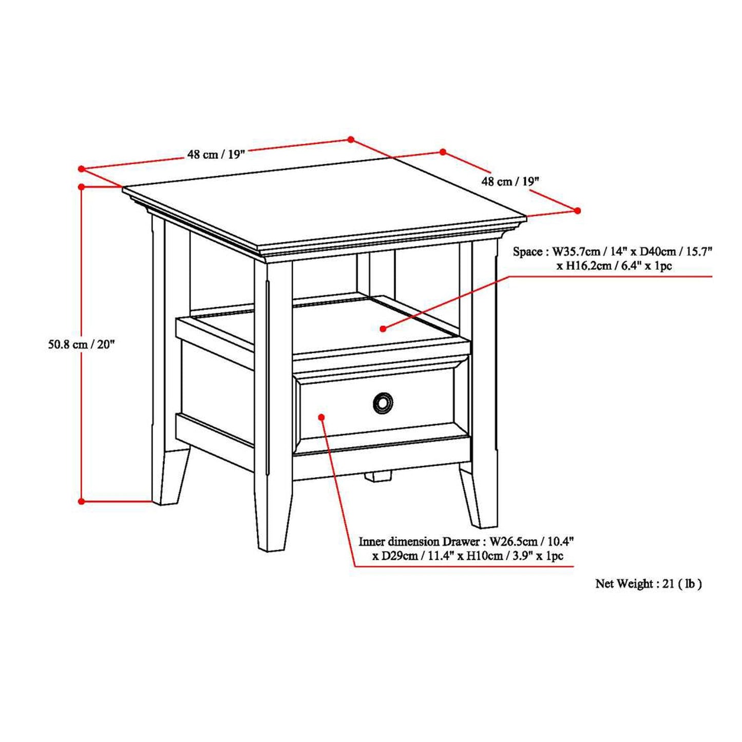 Farmhouse Brown | Amherst End Side Table