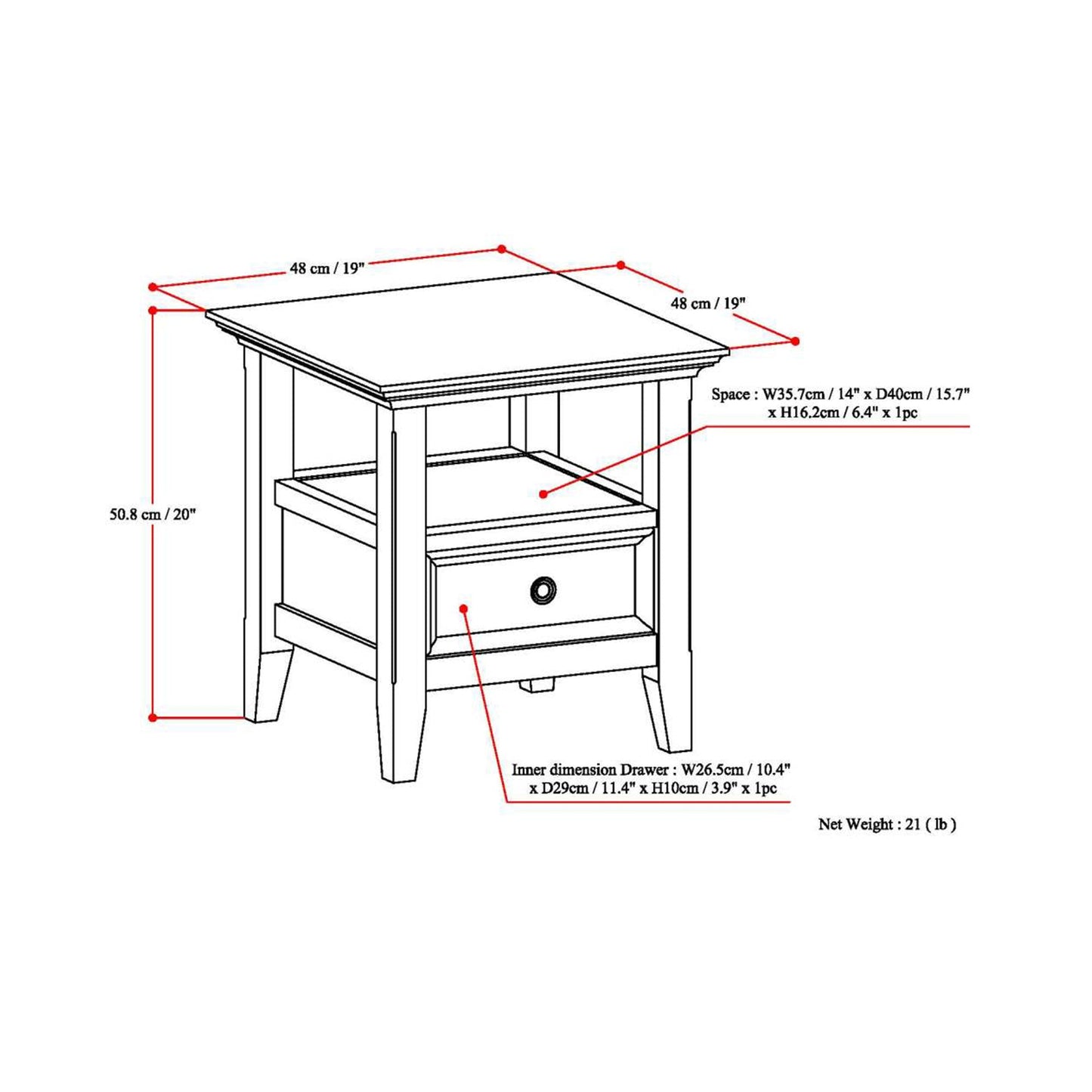 Fog Grey | Amherst End Side Table