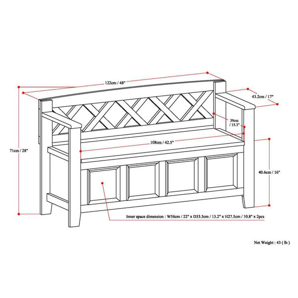 Amherst Entryway Storage Bench | Mudroom Bench | Simpli Home