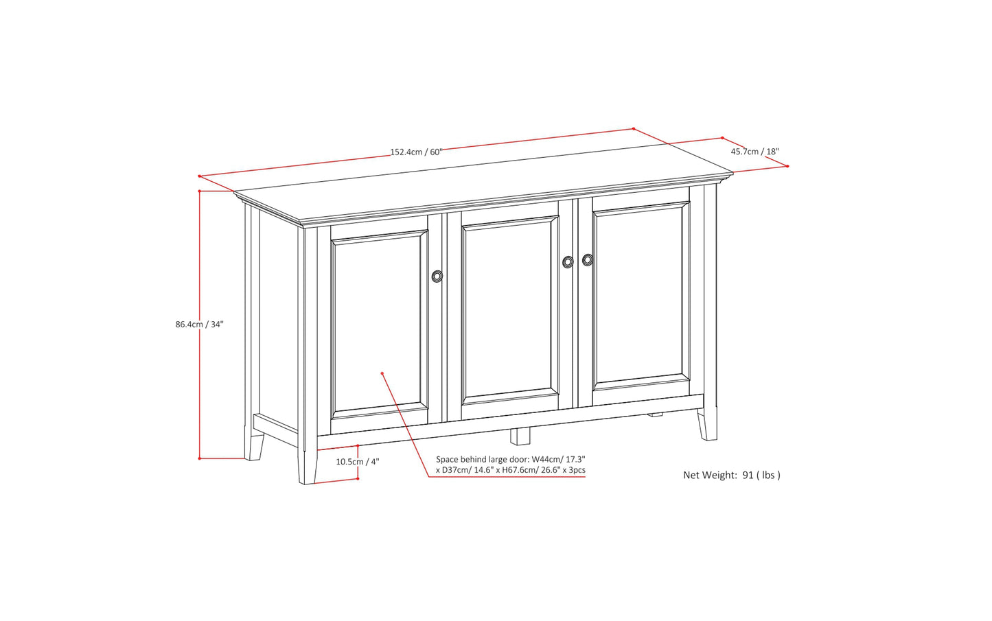 Amherst Wide 3 Door Storage Cabinet