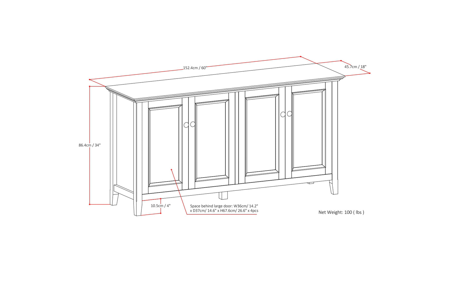 Amherst Wide 4 Door Storage Cabinet