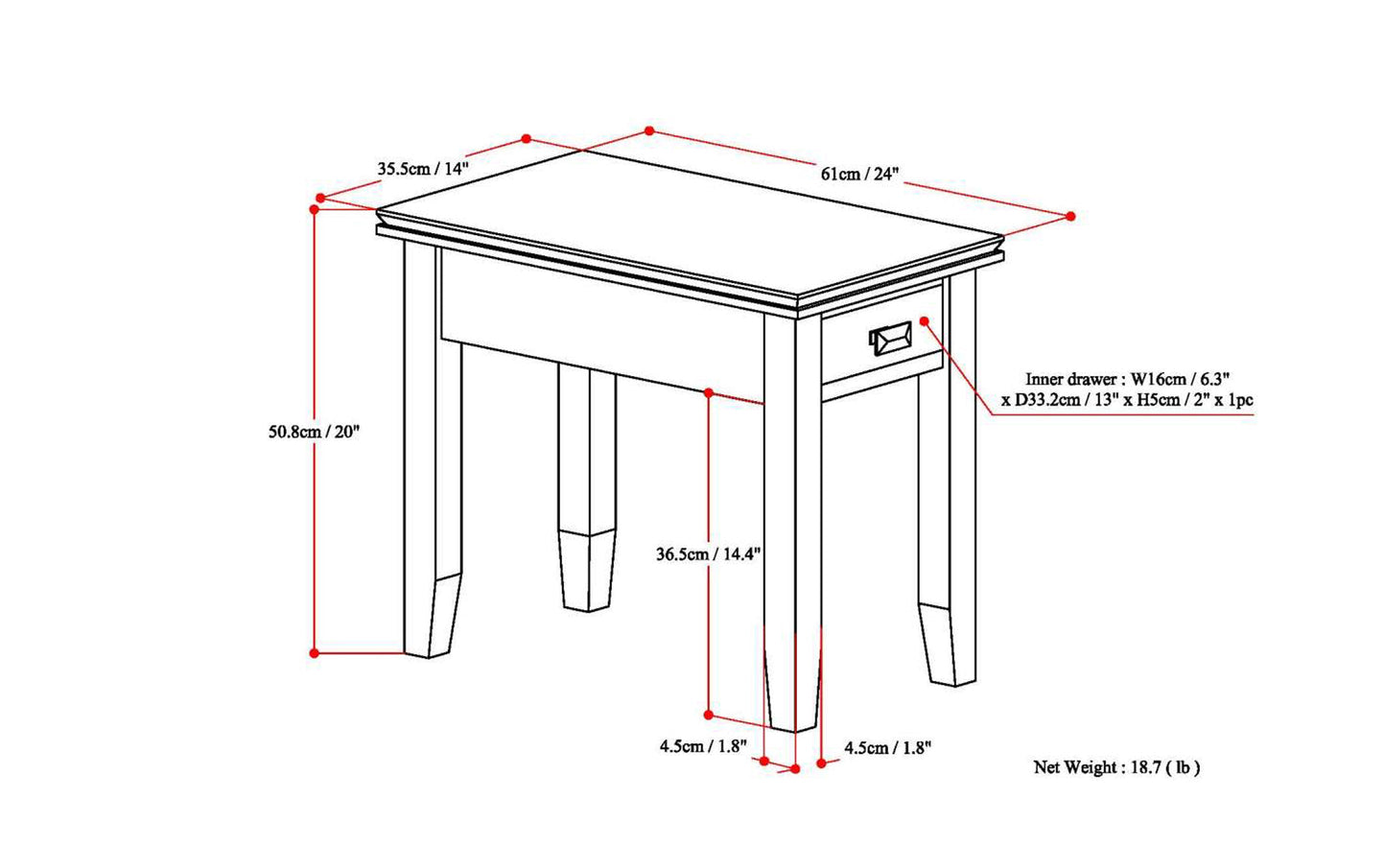 Distressed Grey | Artisan Narrow Side Table